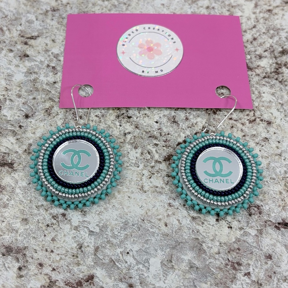 Handmade beaded statement earrings